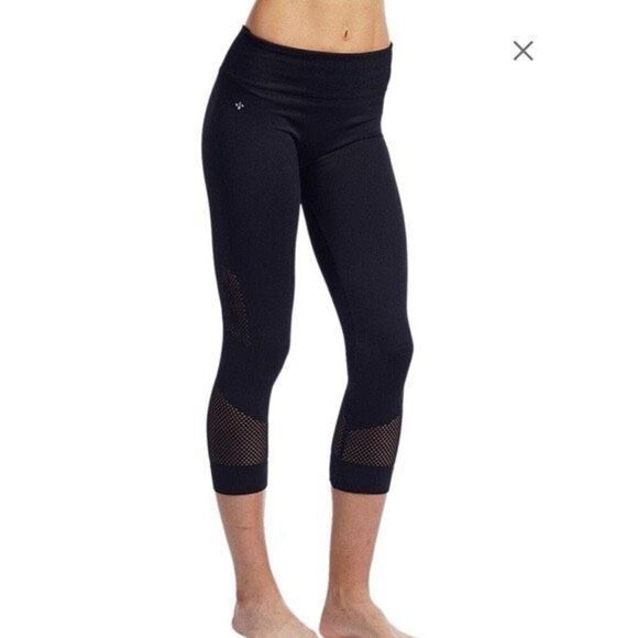 Nux Shapewear Perforated Capri Stretch Compression Tights Legging Mid-Rise Black - Picture 1 of 8